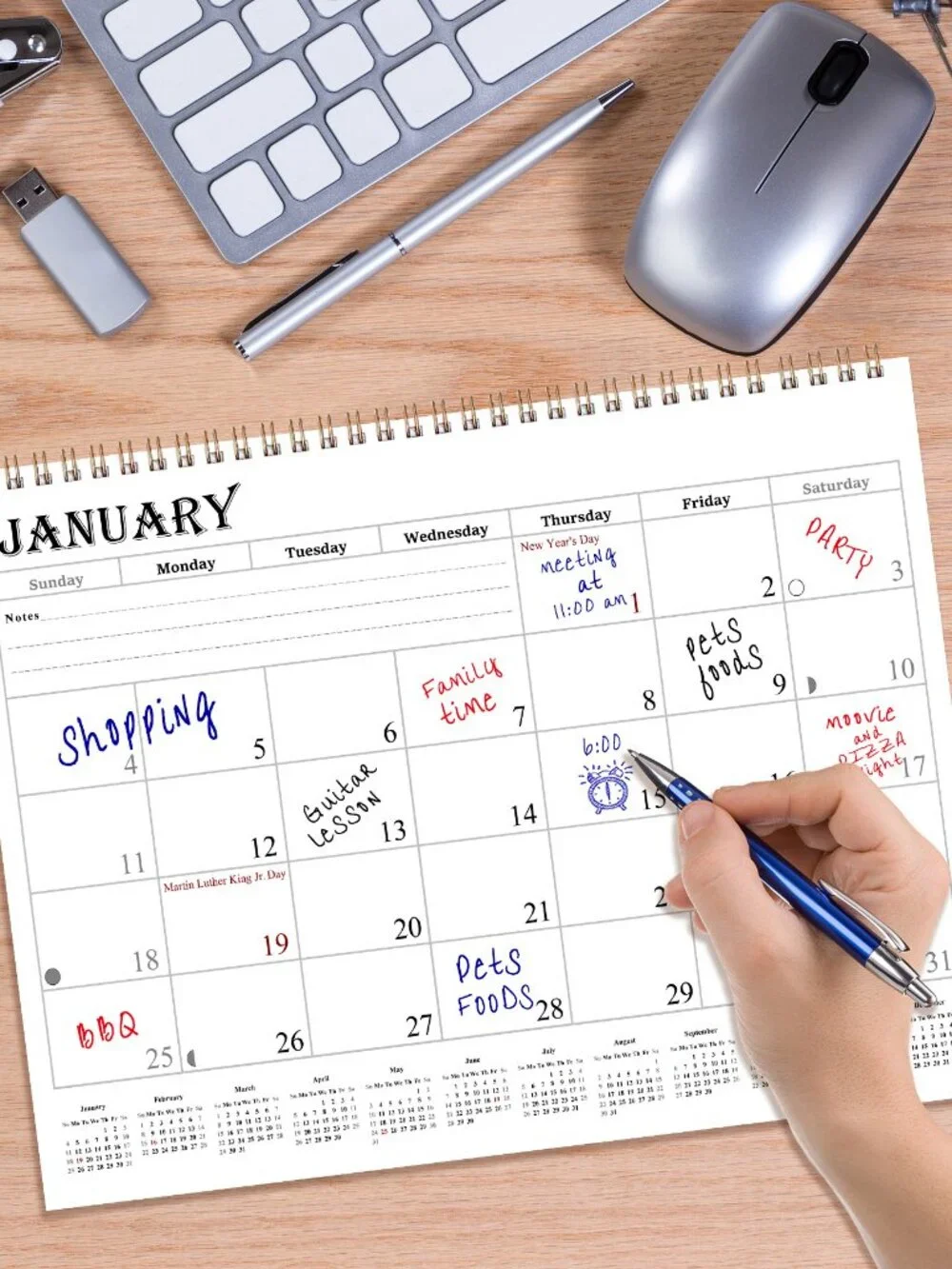 2027 Spiral-bound Wall Calendar (Basketball) - 12 Months Desktop (11x17)
